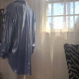 Free people shiny blue button down